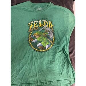 The Legend of Zelda Shirt Sz XL Vintage Style Green Link Graphic Tee Nintendo‎